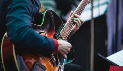 Playing guitar