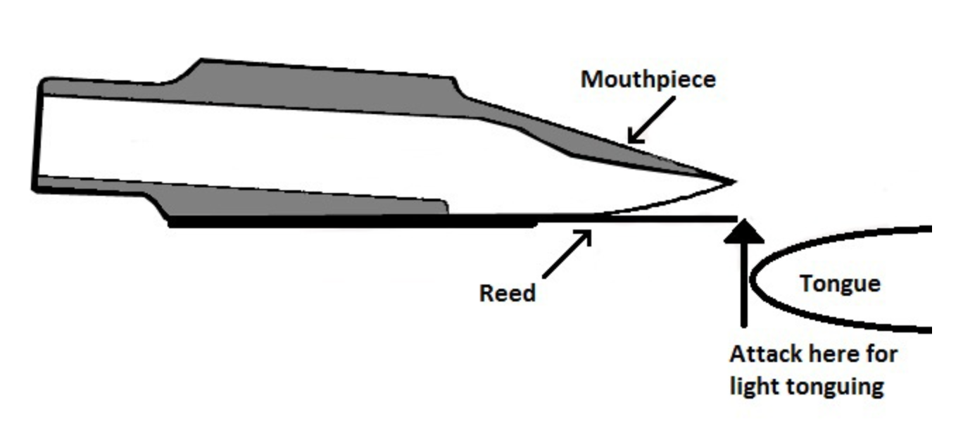 Jazz Saxaphonists guide to playing saxophone: tonguing articulation diagram