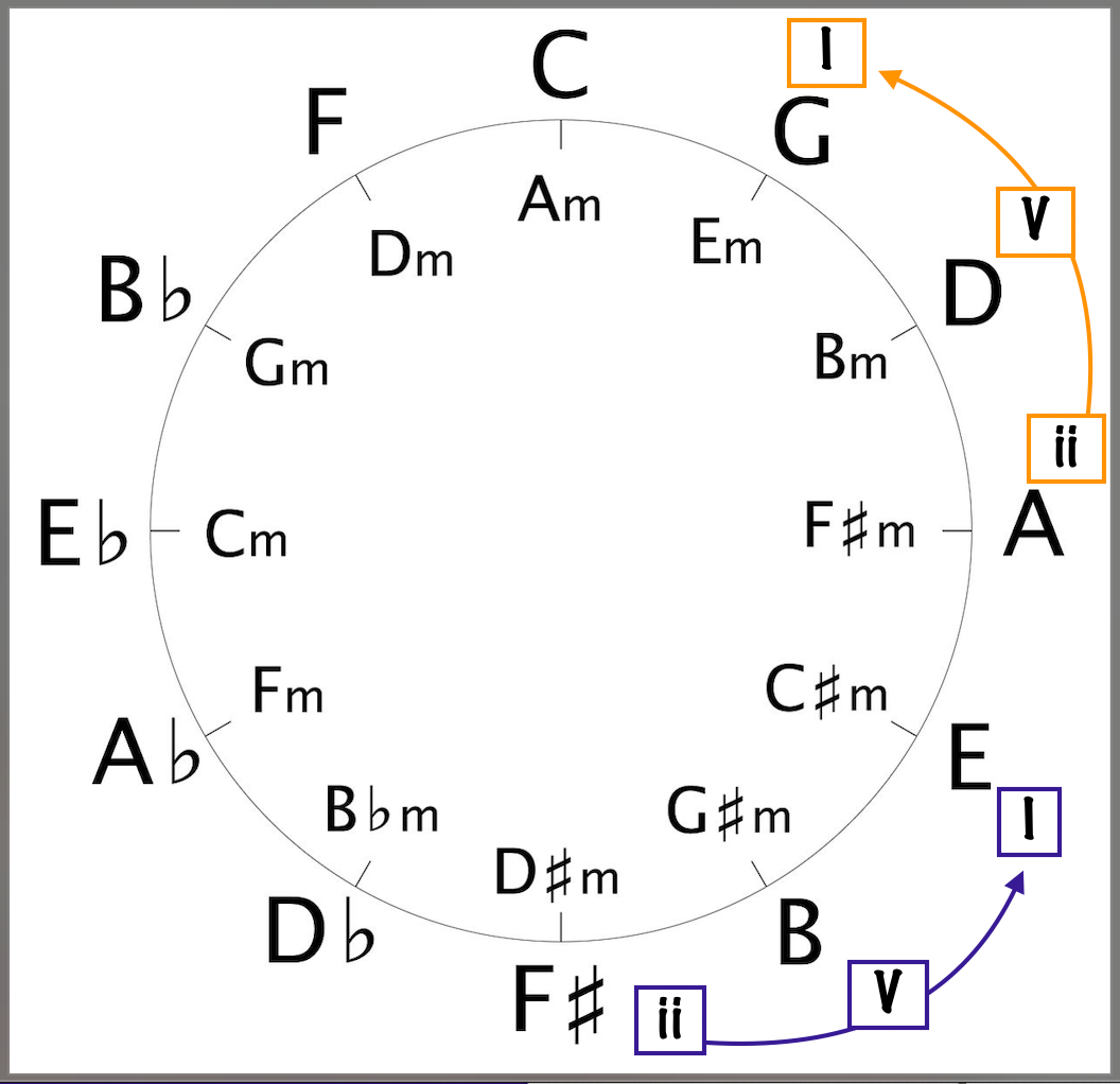 Analyzing the Chord Progressions in the C section on the Circle of Fourths