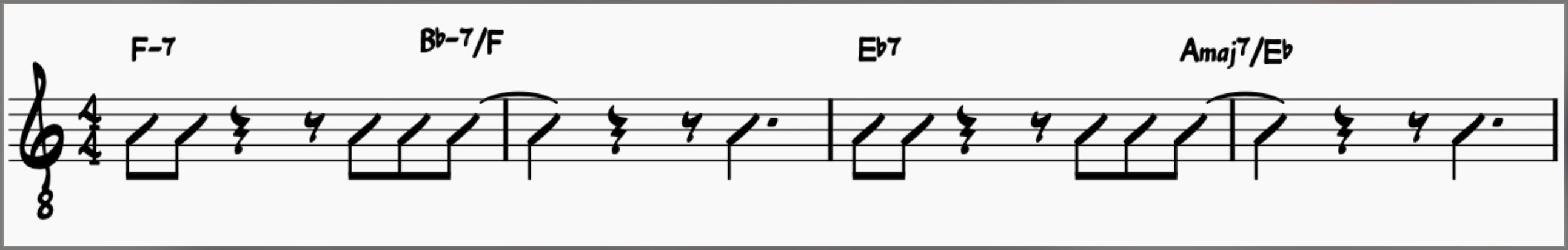 Two Measure Rhythm Anticipating the Next Chord Over First 4 Bars of All The Things You Are