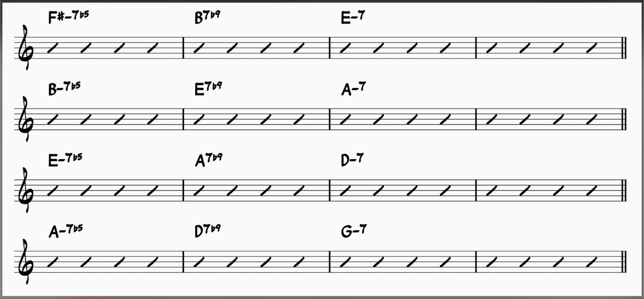 E Minor, A Minor, D Minor, and G Minor ii-Vs
